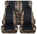 Wrap Compatible with 1997-2002 Jeep Wrangler TJ Camo 2door Seat Shield Woods Camouflage and Black - Full Set Front & Rear