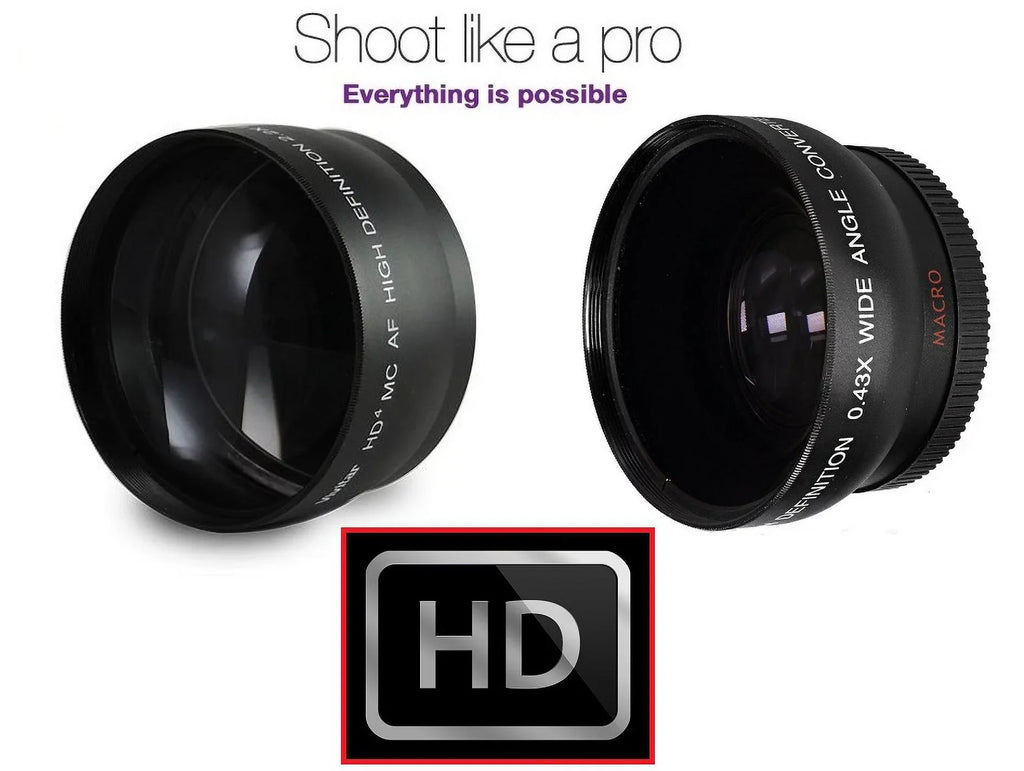 FOR SONY NEX-C3 NEXC3 NEX C3 HD TELEPHOTO & WIDE ANGLE LENS SET (49mm Compatible)