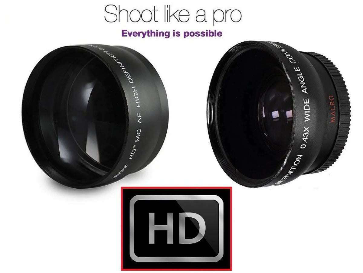 FOR SONY NEX-C3 NEXC3 NEX C3 HD TELEPHOTO & WIDE ANGLE LENS SET (49mm Compatible)