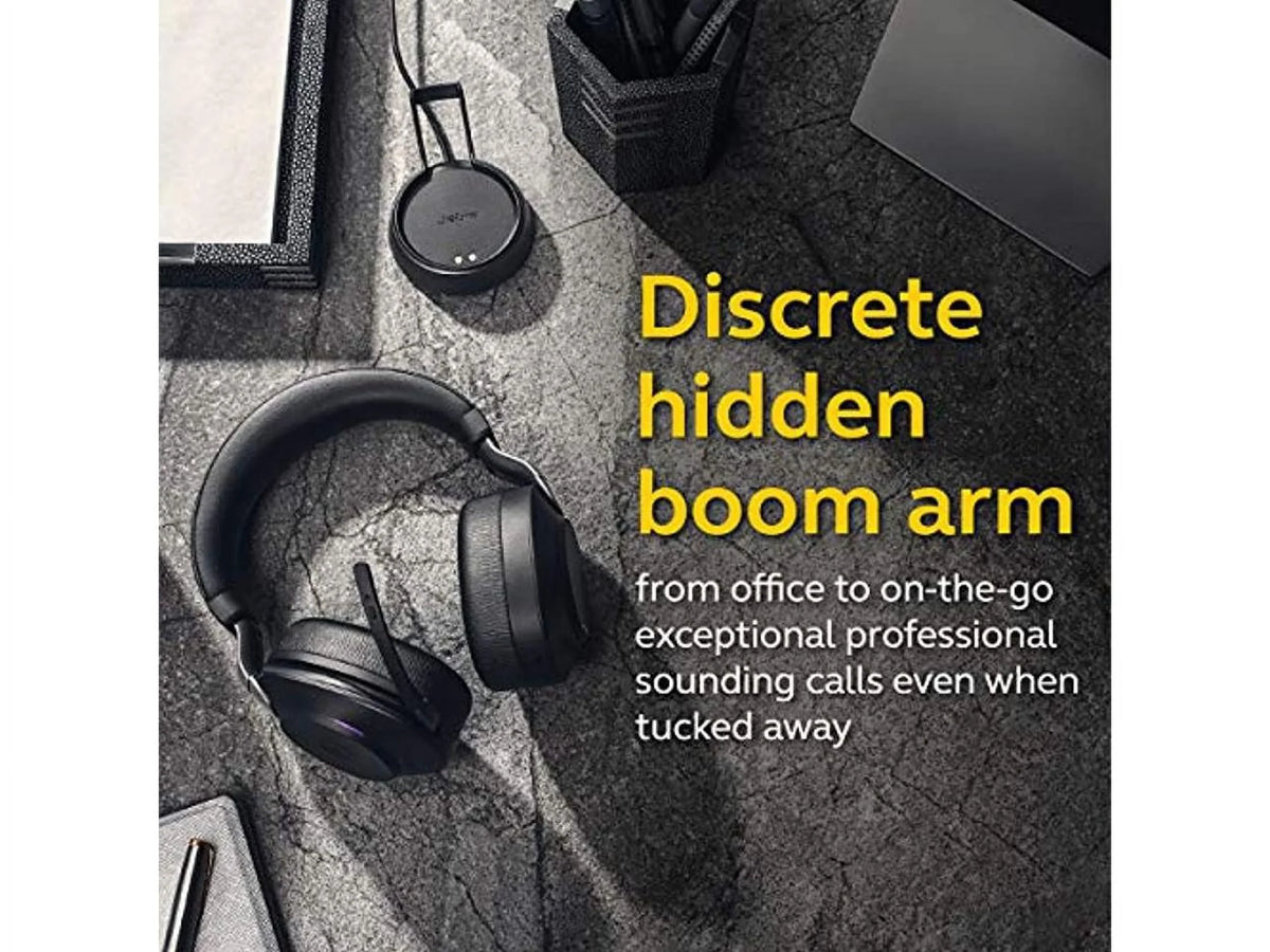 Jabra Evolve2 85 UC Wireless Headphones with Link380a, Stereo, Black - Wireless Bluetooth Headset for Calls and Music, 37 Hours of Battery Life, Advanced Noise Cancelling Headphones