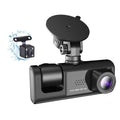 Tomshoo Multi Language Dash Cam with Triple Channel System, Front/Rear/Inside Car Cameras, Auto Safety Driving Recorder