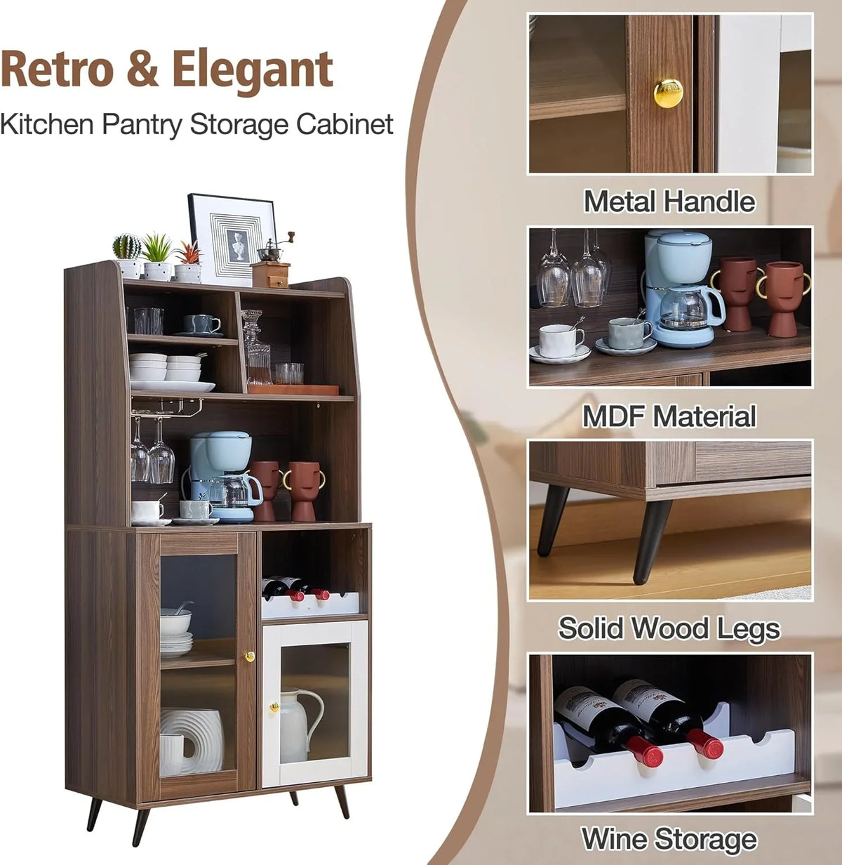 TJUNBOLIFE Locker Wine Rack Locker Cabinet Locker Multifunctional Cabinet Kitchen Cabinet Dining Room Cabinet with Mix of Cabinets and Shelves for Home Bedroom Living Room
