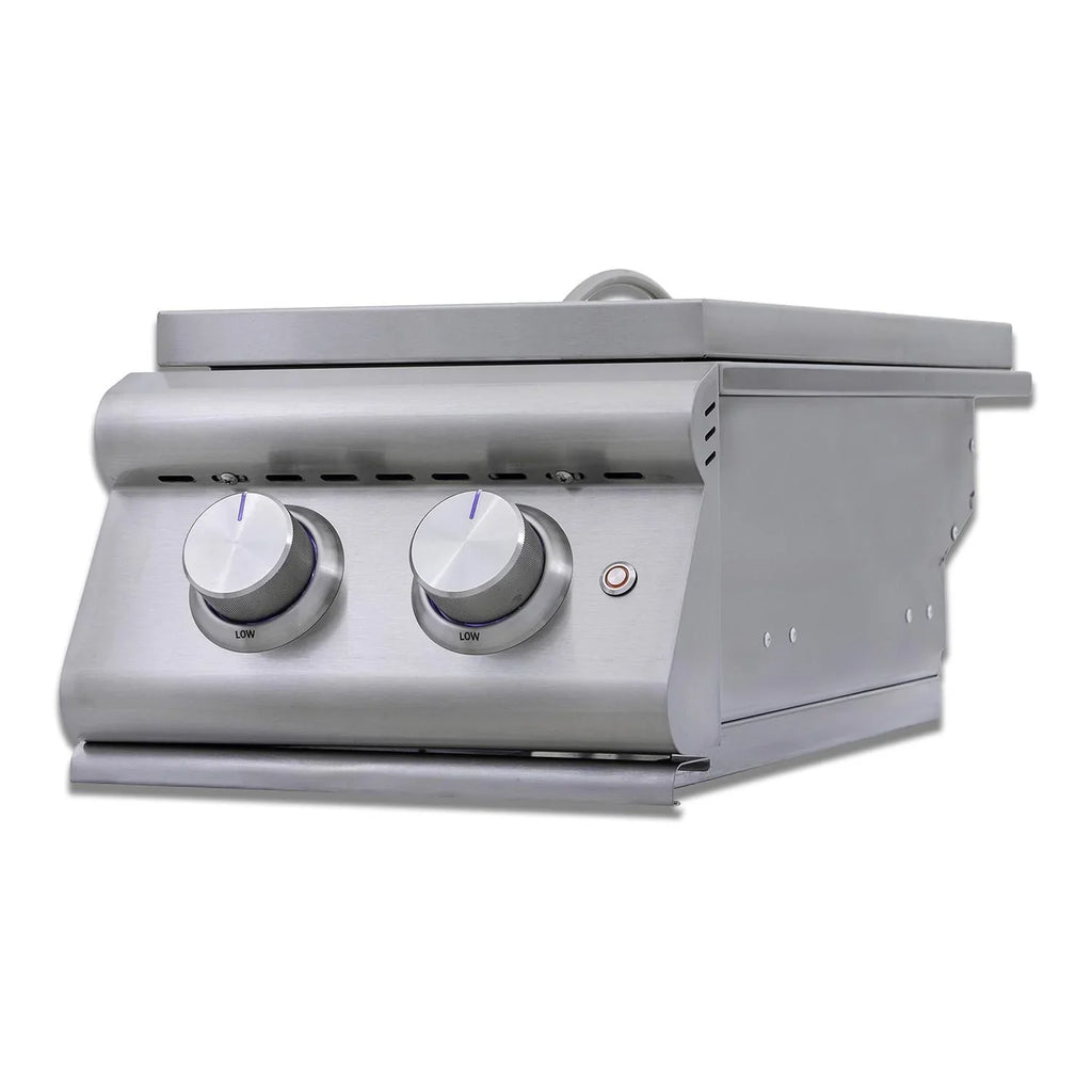 Blaze Premium LTE+ Natural Gas Stainless Steel Double Side Burner W/ Lid - BLZ-SB2-LTE3-NG