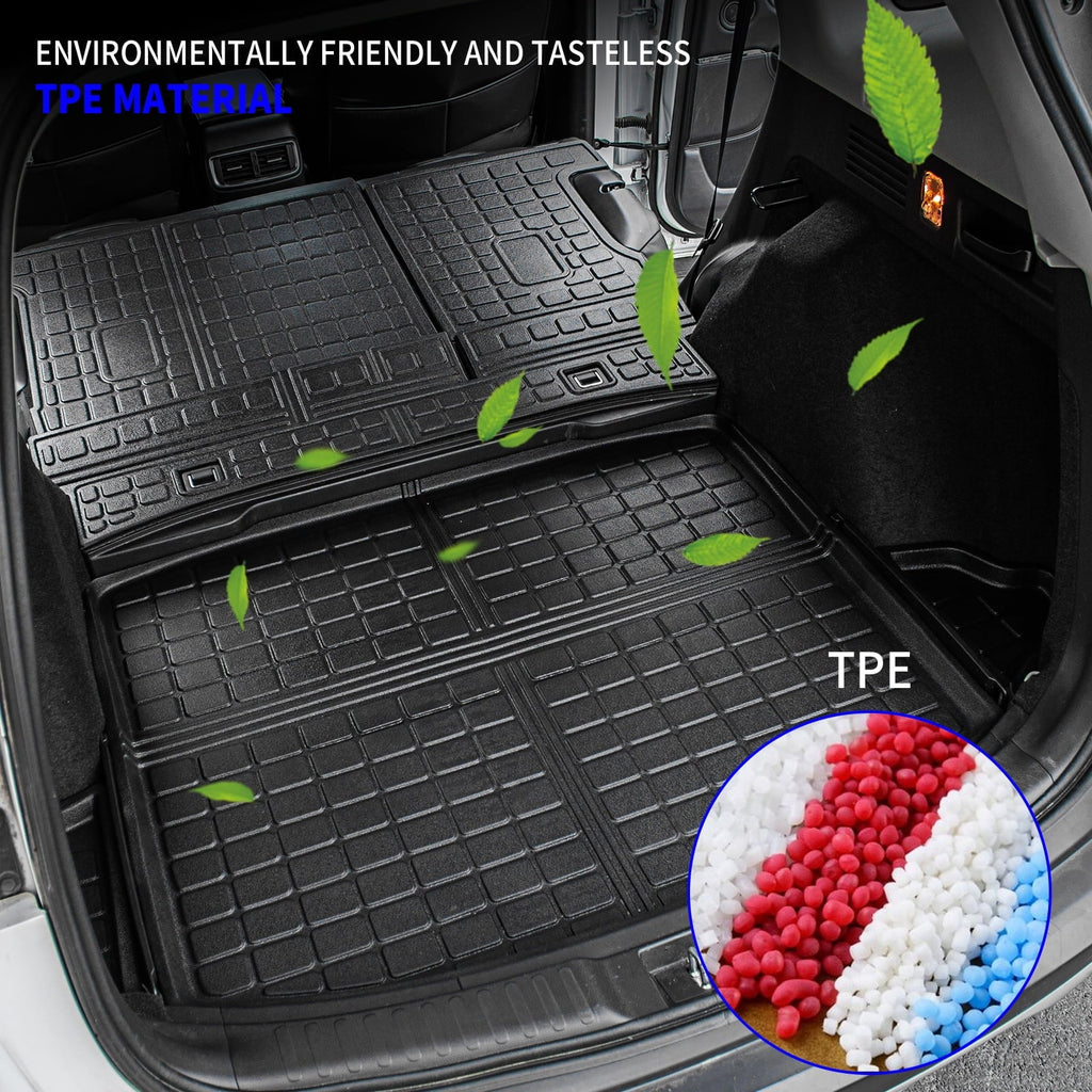 Fit 2017-2022 Honda CRV Fuel Trunk Mat Cargo Liner Rear Trunk Liner TPE All Weather Seat Back Wrap Protector 2021 CR-V Accessories (Trunk Mats + Backrest Mats)