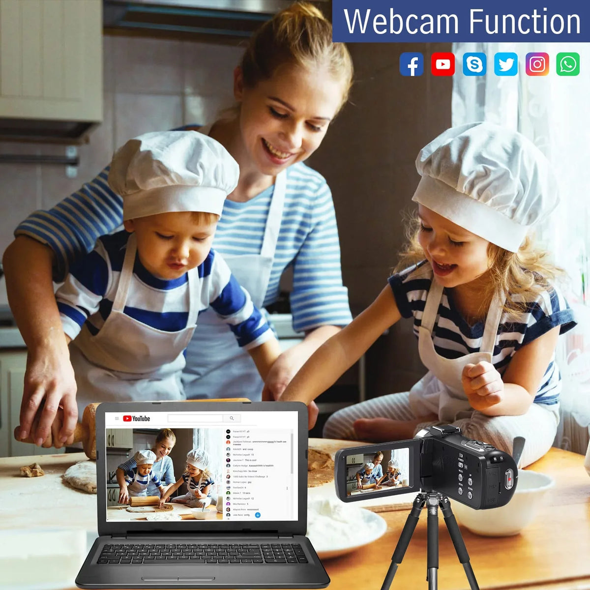 MARVUE Video Camera 4K Camera 48MP 30FPS Camcorder 18X Digital Zoom 3.0" LCD Touch Screen Vlogging Camera for YouTube with IR Night Vision