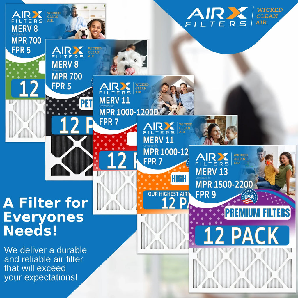 10x30x1 Air Filter MERV 11 Rating, 12 Pack of Furnace Filters Comparable to MPR 1000, MPR 1200 & FPR 7 - Made in by AIRX FILTERS WICKED CLEAN AIR.