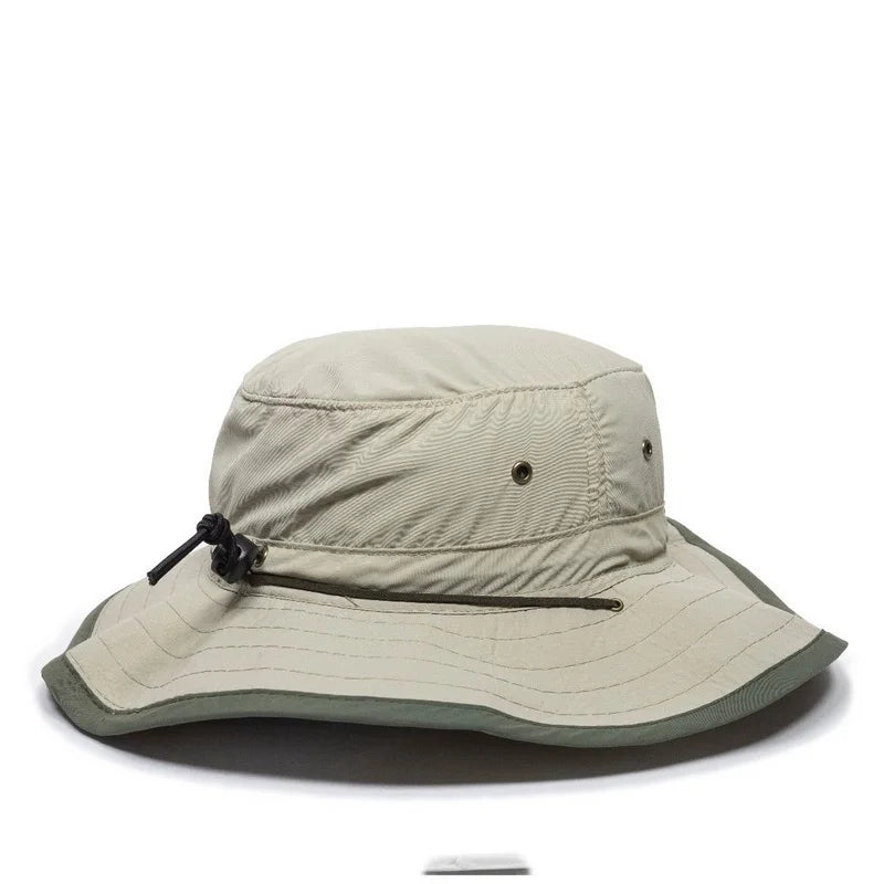Outdoor Cap BH-600 Sunblock Explorer Hat Leather Chin Cord Khaki