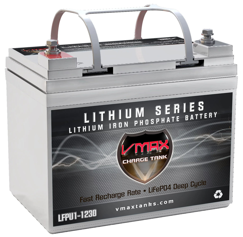 VMAX LFPU1-1230 Group U1 12V Drop-In-Ready Marine Battery 385Wh 30AH Lithium Iron LiFePO4 with built in BMS Lightweight ideal for Small Vessel Canoe Kayak Inflatable (8.4LBS)