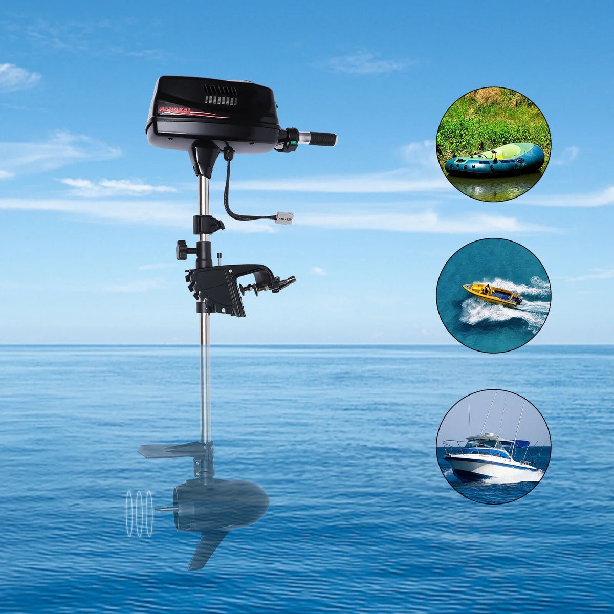 ZhdnBhnos 2.2KW 60V 10HP Heavy Duty Outboard Motor Fishing Ship Engine Electric Brushless Trolling Motor Tiller Control 3000 R/Min