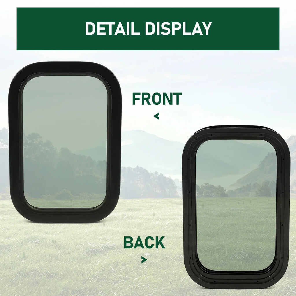 Kojem RV Window Black Universal for Camper Vertical Trailer Rip-Up Cargo Powder Coated Glass Steel