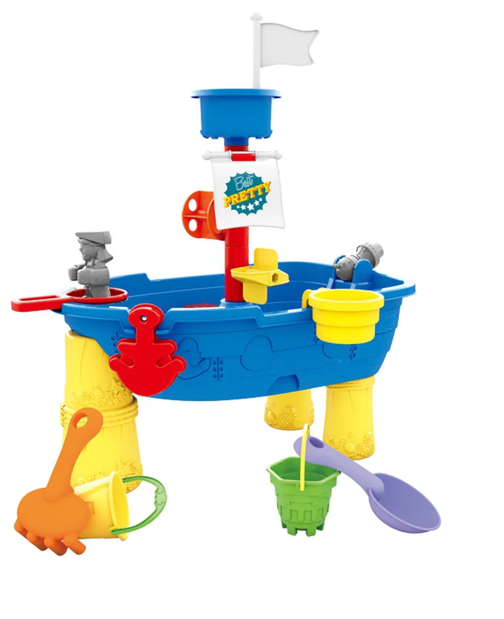Beach Toy Pirate Ship Sandboxes 21 Pcs Sand Water Table for Boys Girls Toddlers + 3 Y Mundo Toys
