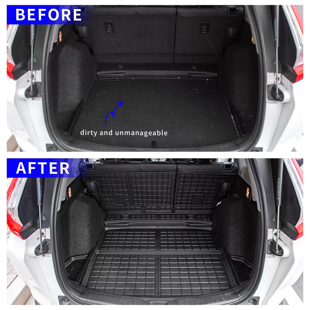 Fit 2017-2022 Honda CRV Fuel Trunk Mat Cargo Liner Rear Trunk Liner TPE All Weather Seat Back Wrap Protector 2021 CR-V Accessories (Trunk Mats + Backrest Mats)