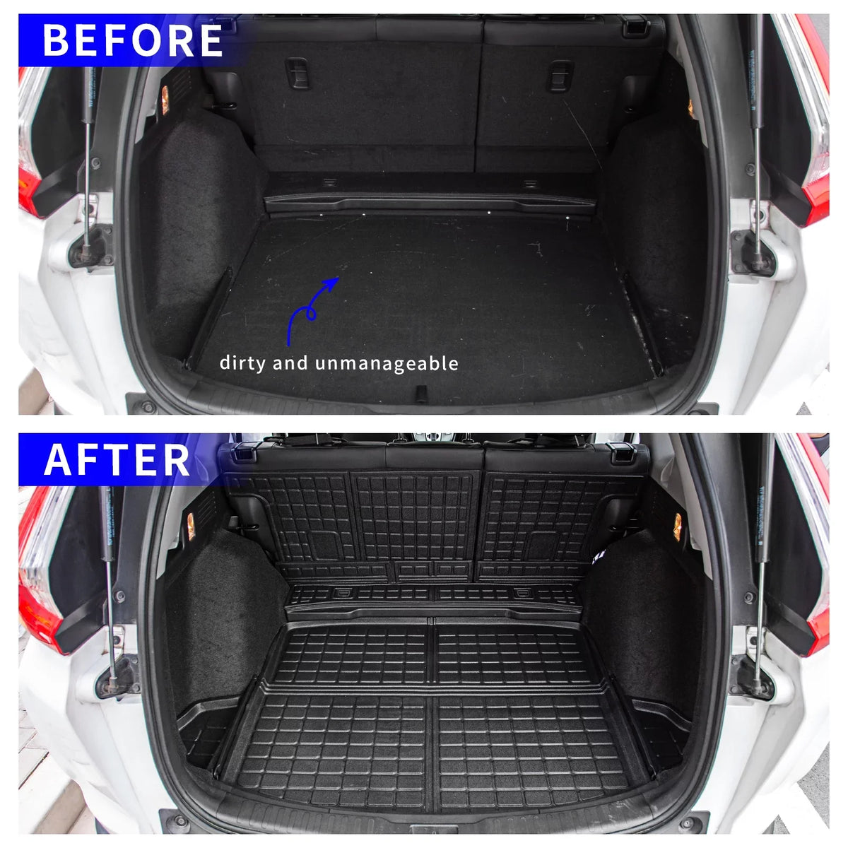 Fit 2017-2022 Honda CRV Fuel Trunk Mat Cargo Liner Rear Trunk Liner TPE All Weather Seat Back Wrap Protector 2021 CR-V Accessories (Trunk Mats + Backrest Mats)