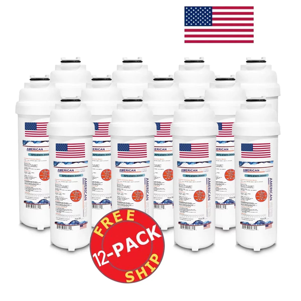 AFC Brand , Water Fountain Filter , Model # AFC-EWH-3000 , Compatible with Elkay® LRPB8K - 12 Filters - Made in U.S.A.