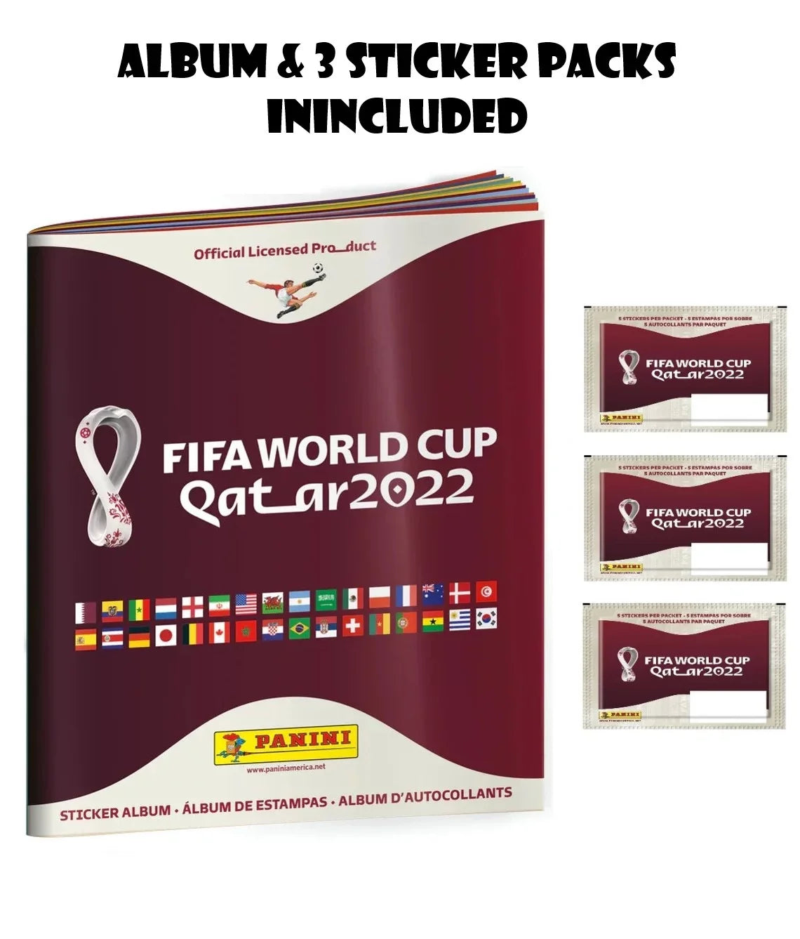 Panini Fifa World Cup Qatar 2022 Album With 3 Sticker Packs Included (Soft Shield