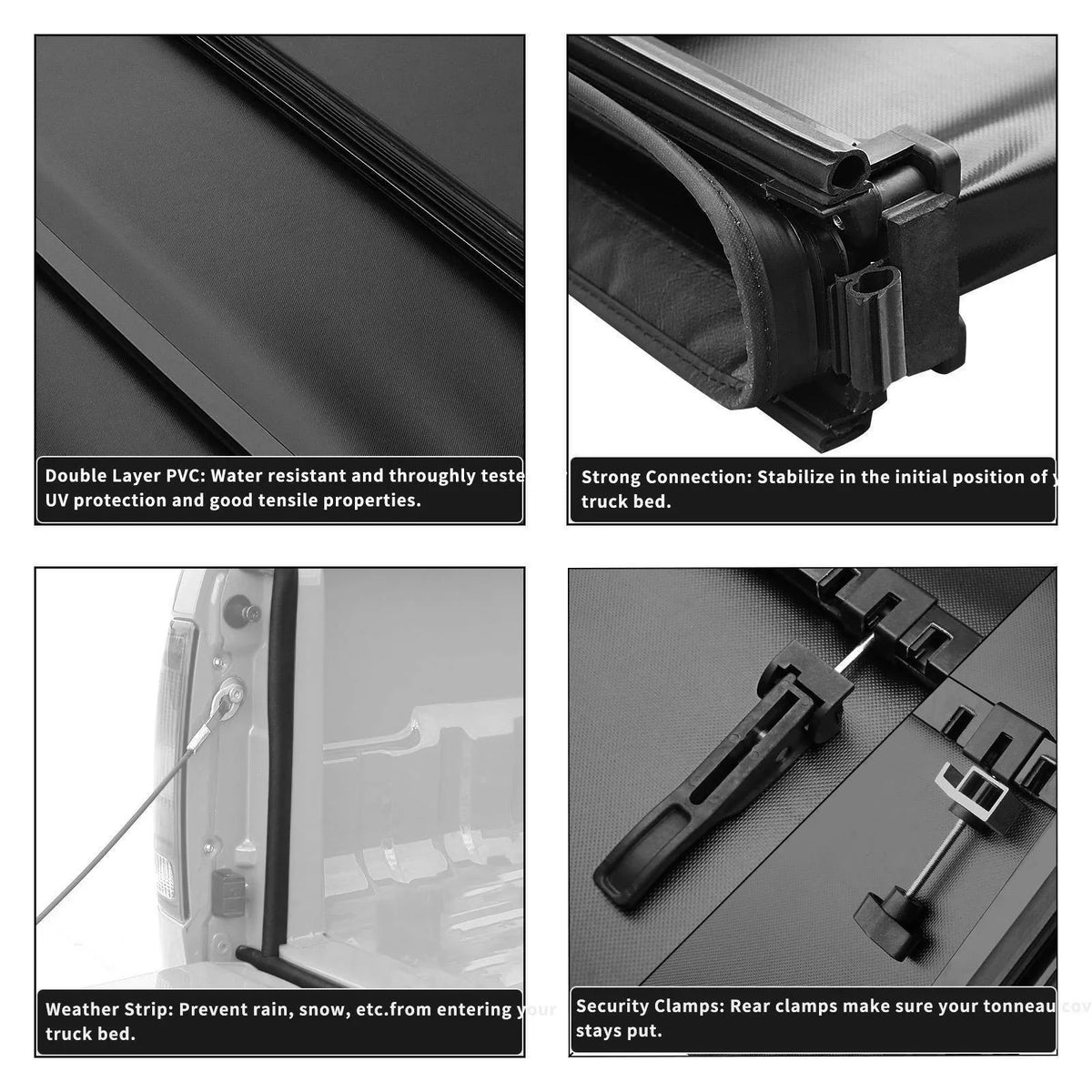 Ledkingdomus 5.5ft Soft 4 Fold Truck Bed Tonneau Wrap for 14-21 Toyota Tundra w/ Deck Rail System