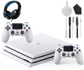 Pre-Owned Sony PlayStation 4 Pro Glacier 1TB Gaming Console White, Headset 2 Controller With Cleaning Kit (Refurbished: Like New)