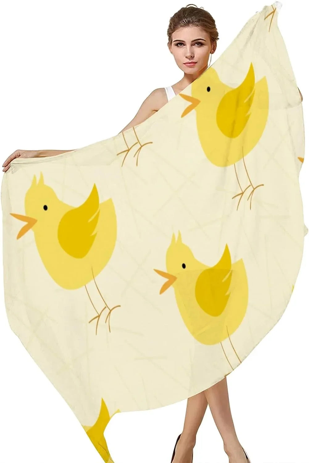 Hyjoy Cute Yellow Birds Long Silk Neck Scarf Lightweight Shawl Wrap Scarves for Women Girls