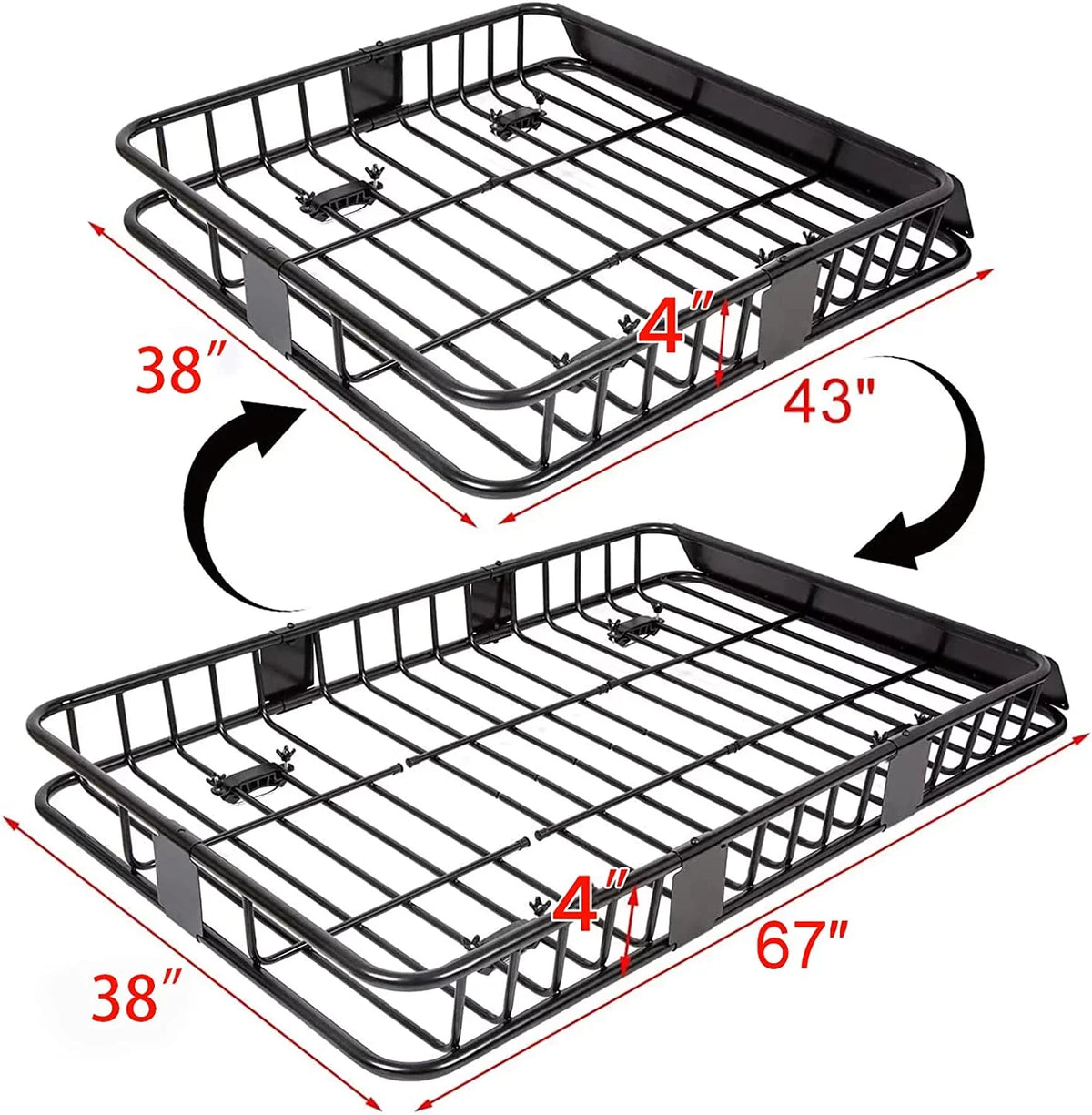 HECASA 64" x 39" x 6'' Universal Roof Rack Cargo Carrier with Extension 250LBS Weight Capacity Heavy Duty Steel Car SUV Top Luggage Storage Holder Basket for Travel