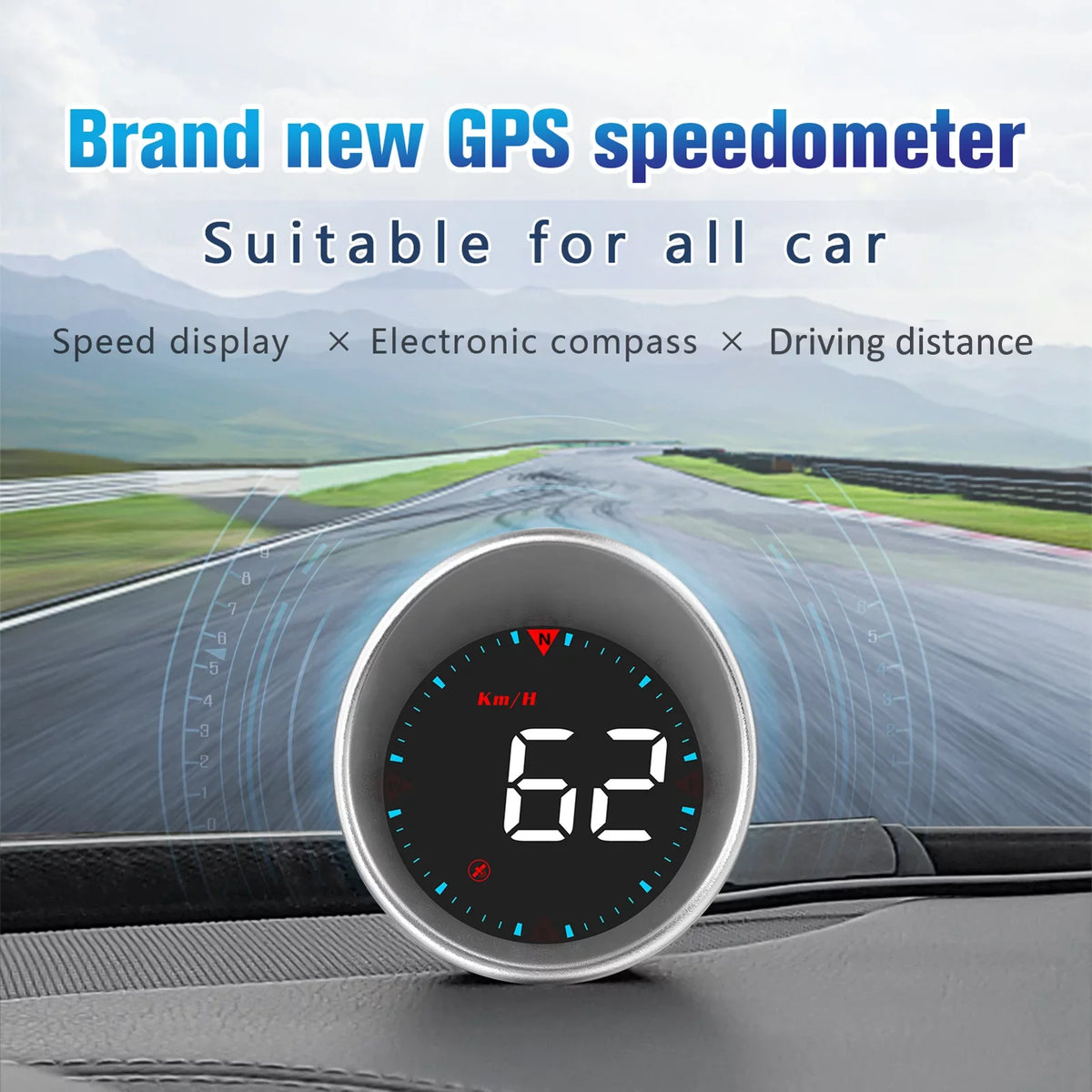 Meterk Car Head-up Display Digital Speedometer Display Driving Mileage, Compass Angle, Overspeed Alarm and Fatigue Driving Alarm
