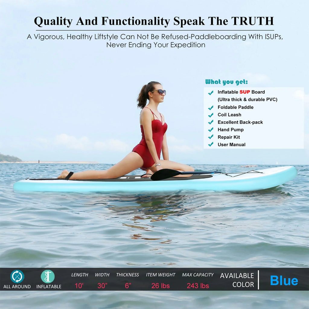Ancheer iSUP Inflatable Stand Up Paddle Board with Accessories, Lake Blue
