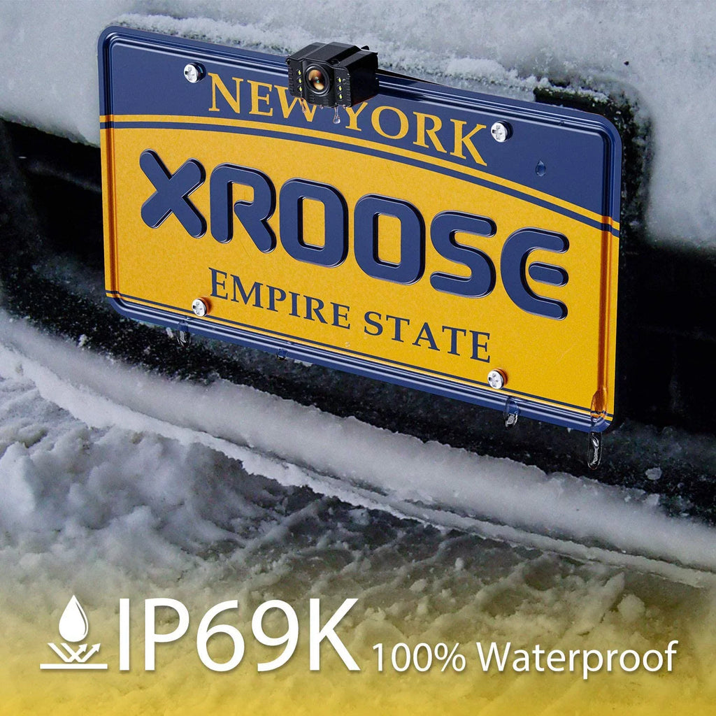 Xroose S2 HD Wired Backup Camera, 149° Wide Field of View License Plate Camera, IP69 Waterproof Colored Night