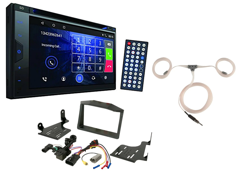 Powersport Audio: Pyle 2-DIN Touchscreen Navigation Wi-Fi Bluetooth CD Stereo Receiver, Scosche Dash Install Kit (Fits 2015-Up Polaris Slingshot), Enrock Marine Flexible AM/FM Antenna