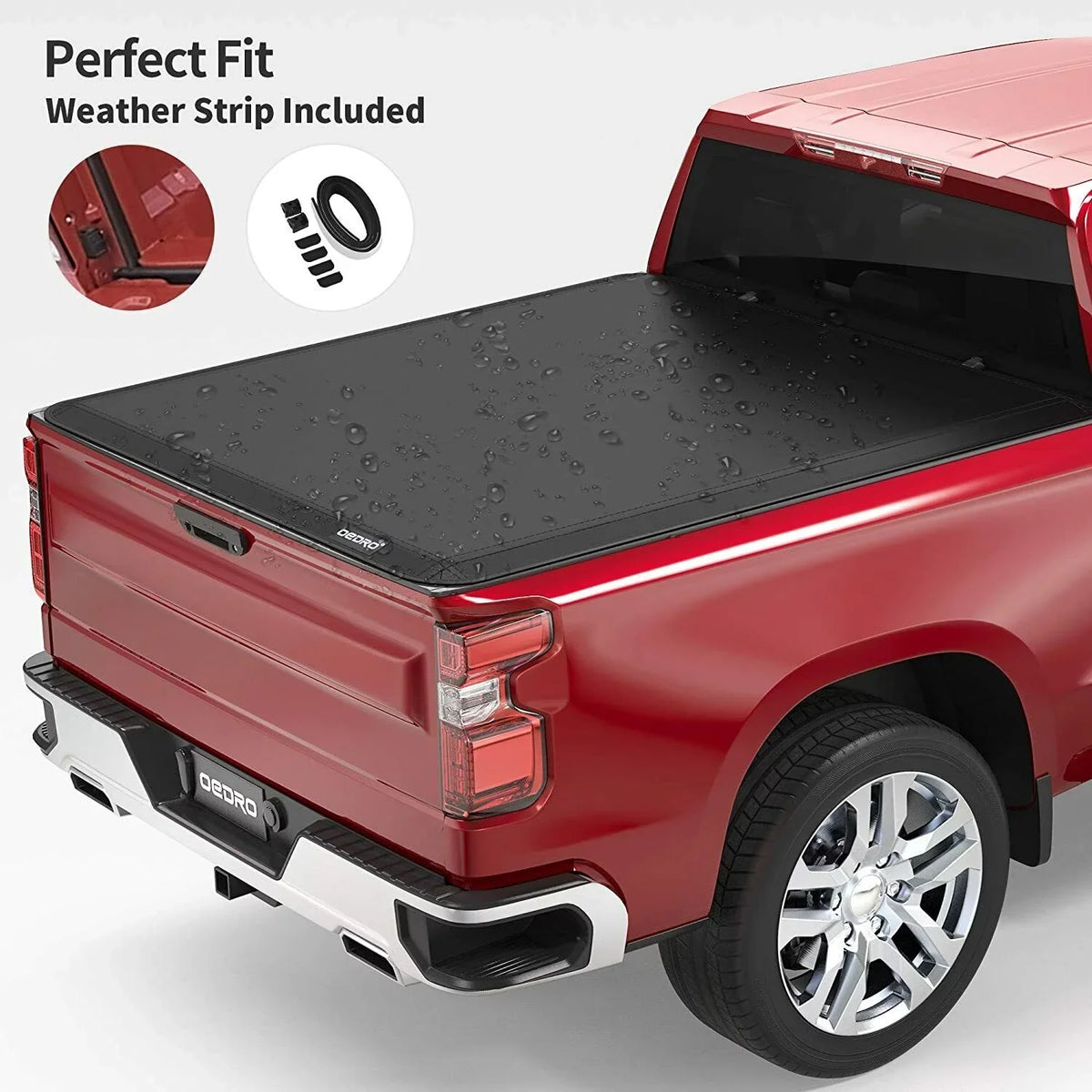 Ledkingdomus 5.5ft Soft 4 Fold Truck Bed Tonneau Wrap for 14-21 Toyota Tundra w/ Deck Rail System