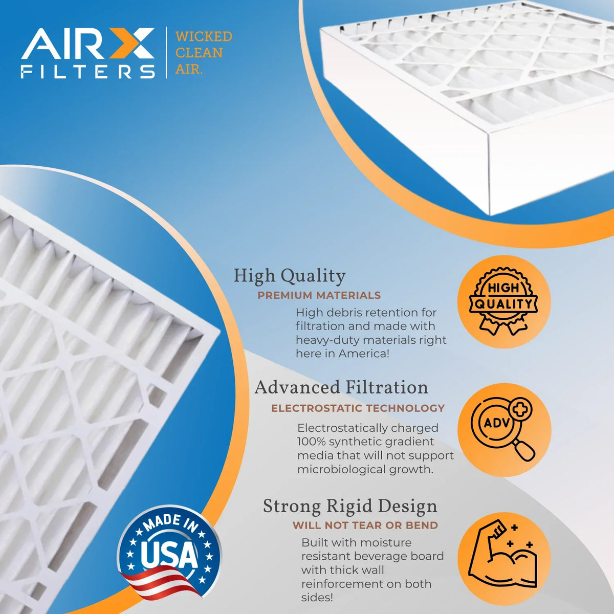 20x25x5 Air Filter MERV 11 Comparable to MPR 1000, MPR 1200 & FPR 7 Compatible with Air Bear 255649-102 Premium Made 20x25x5 Furnace Filter 2 Pack by AIRX FILTERS WICKED CLEAN AIR.