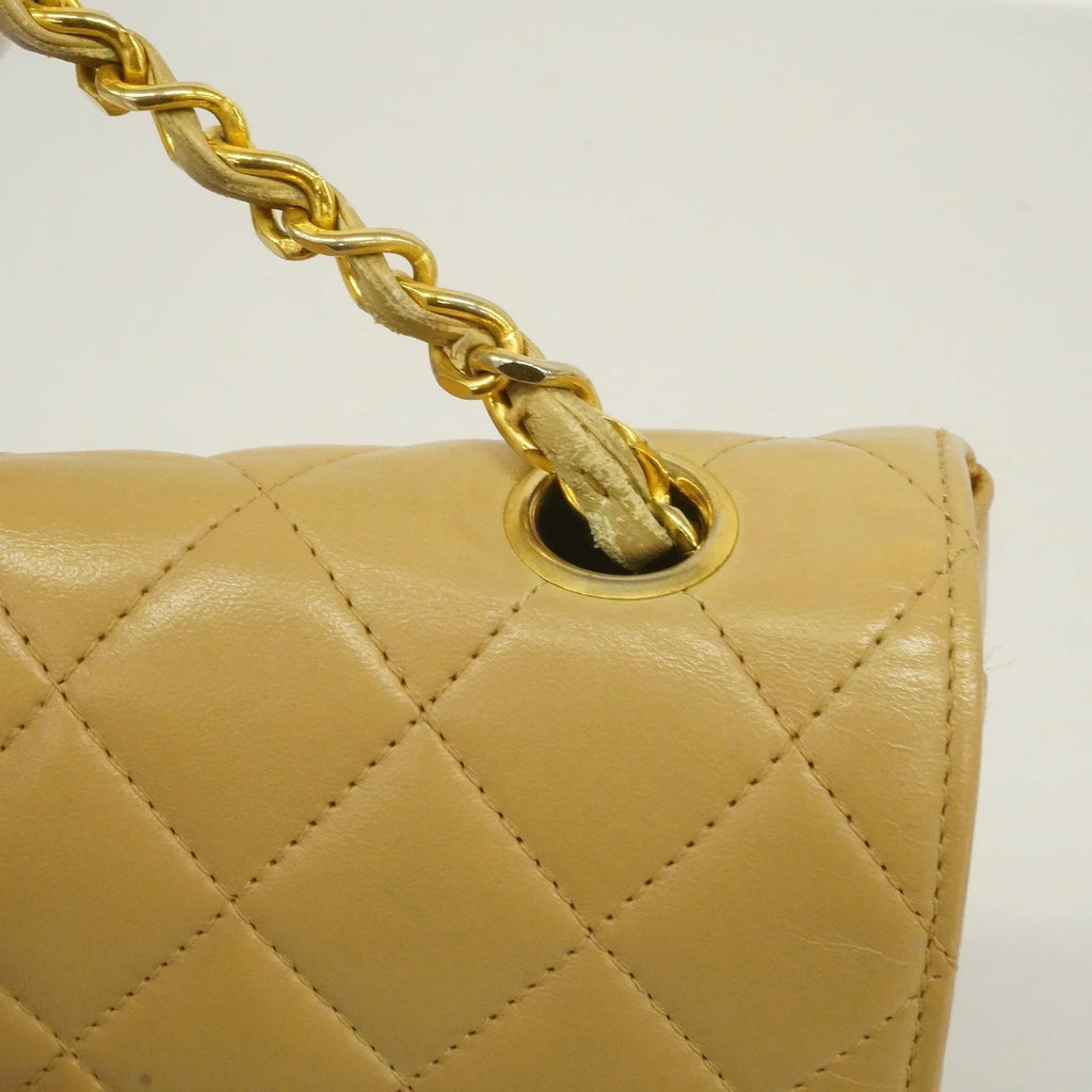 Authenticated Used Auth Chanel Matelasse Single Chain Women's Leather Shoulder Bag Beige
