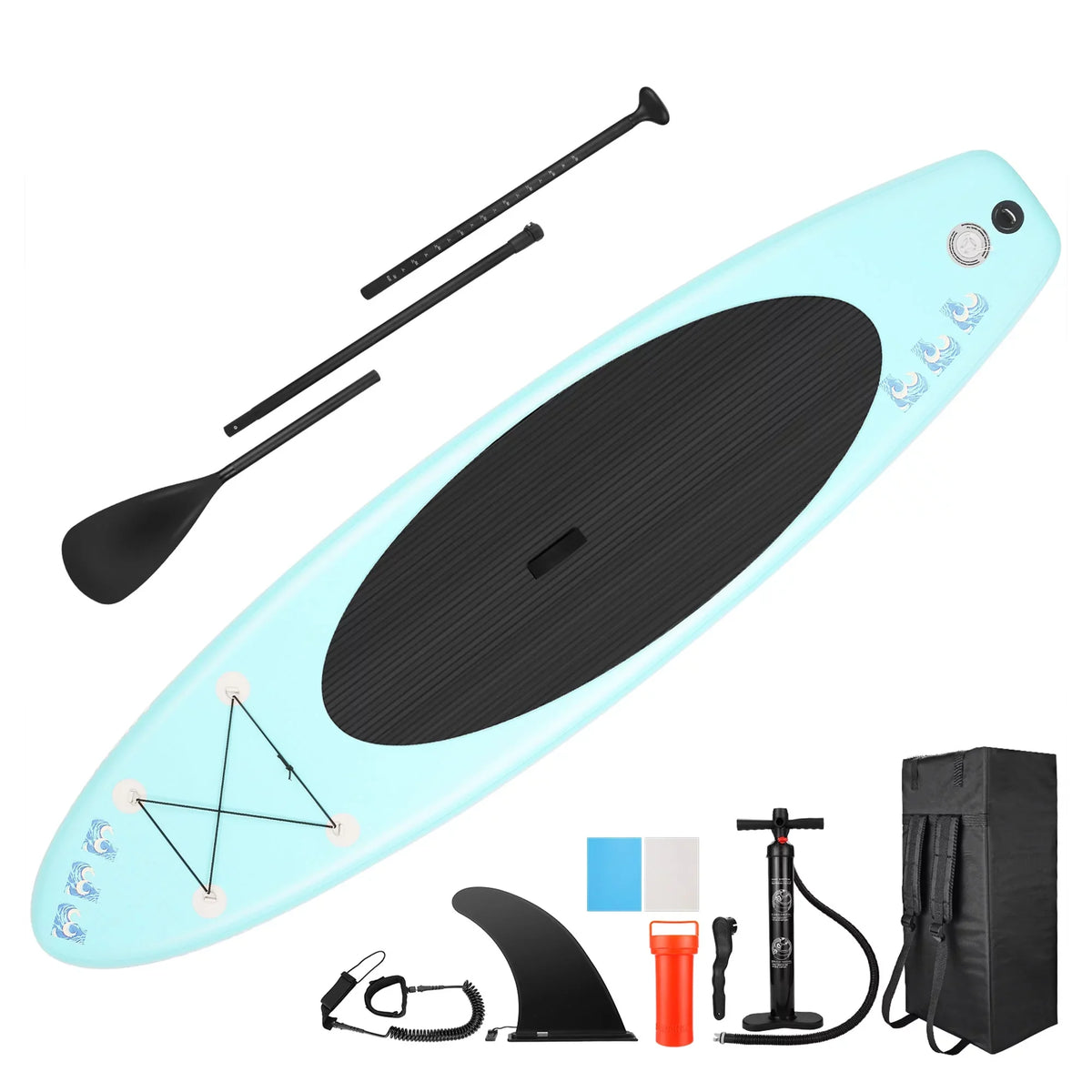 Ancheer iSUP Inflatable Stand Up Paddle Board with Accessories, Lake Blue