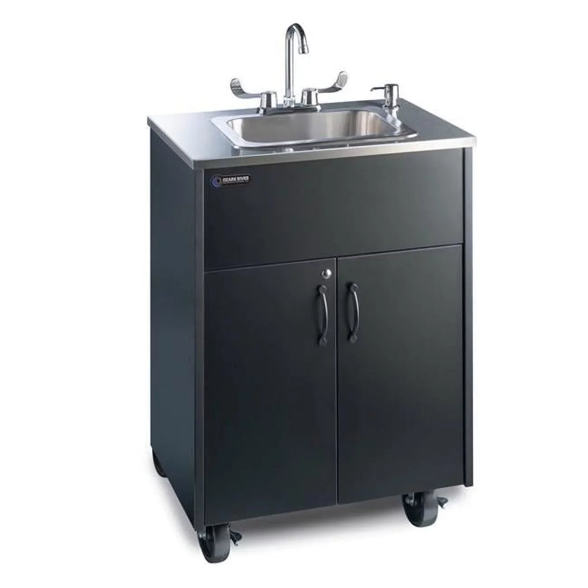 Ozark River Manufacturing Deep Basin Premier Portable Sink with Stainless Steel Top, Black