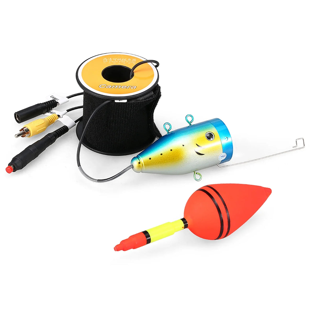 Carevas 1200TVL Underwater Fishing 24 LEDs Night Vision Waterproof Fish Shape Ship Ice Fishing Accessories with 15m30m50m Cable