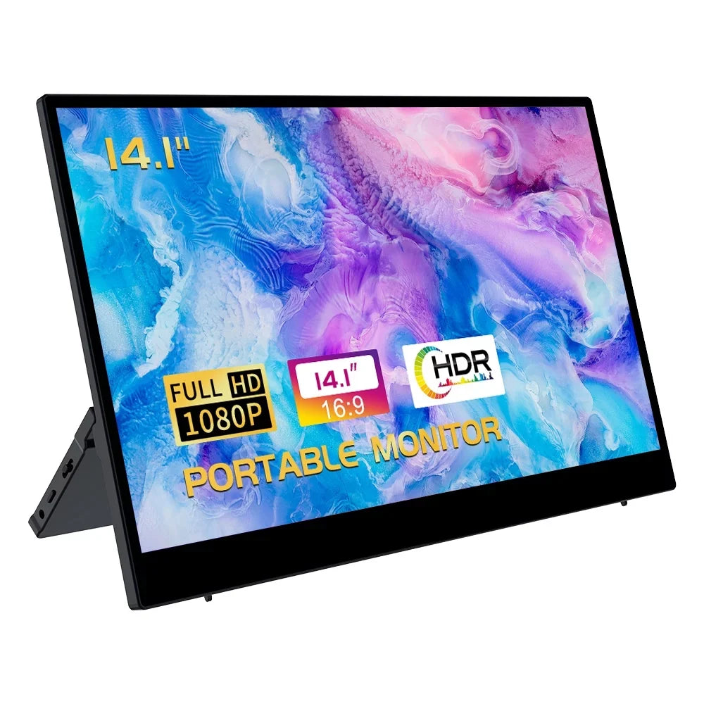 Dopesplay Portable Monitor 14.1'' FHD 1080P Laptop Monitor USB-C HDMI Travel Monitor for Laptop, Ultra-Slim IPS HDR Display w/Speakers, External Monitor for PC Phone Mac Xbox PS5/4 Switch
