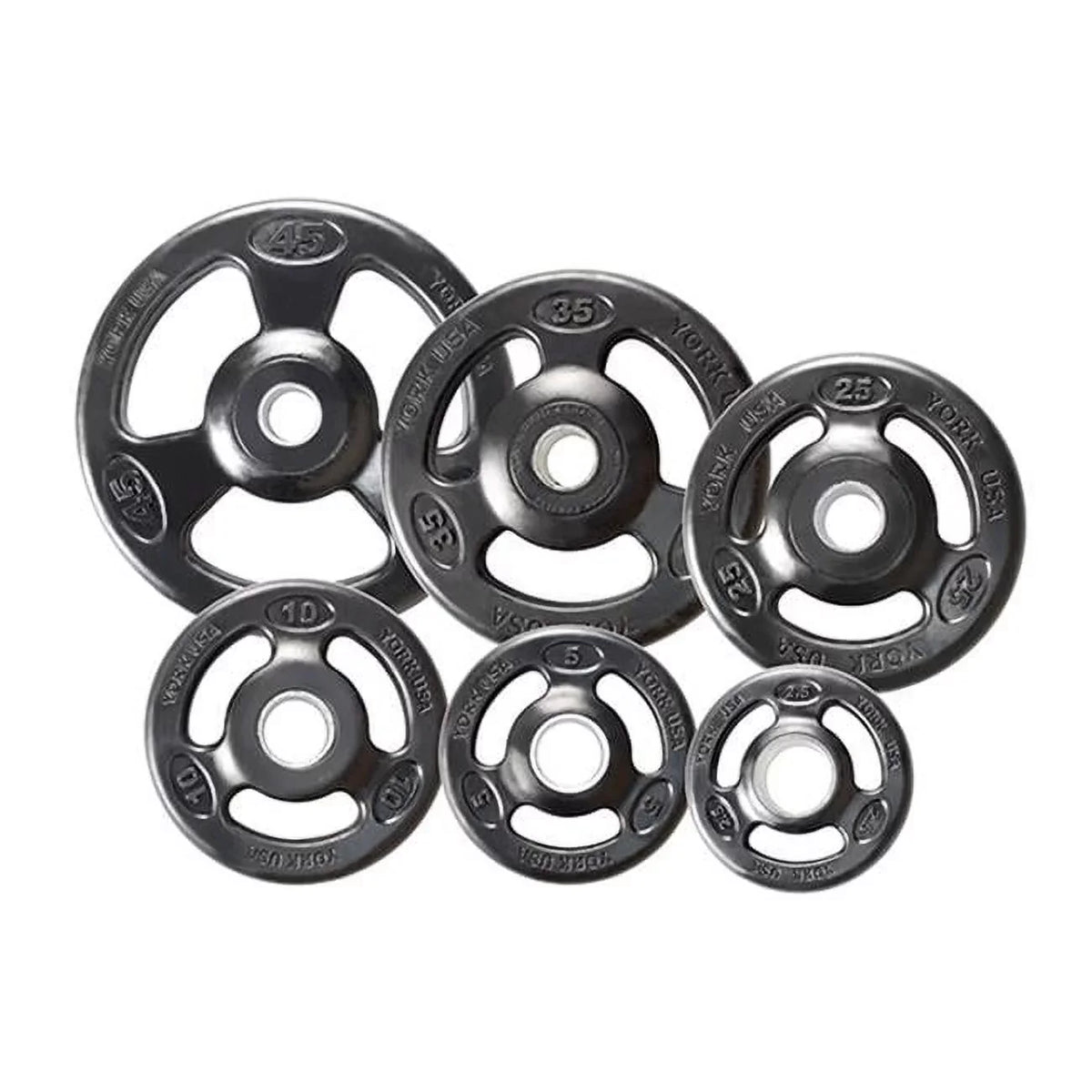 York Barbell Grip Steel Composite Olympic Iron Plate, Black - 25 lbs