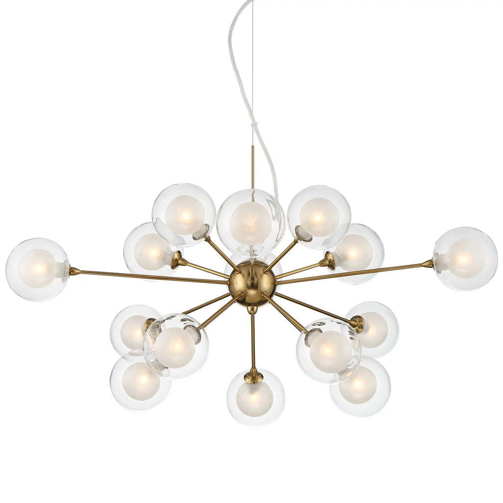Possini Euro Design Spheres Antique Brass Chandelier 30" Wide Mid Century Modern Sputnik Glass Shade 15-Light Fixture for Dining Room Kitchen Island