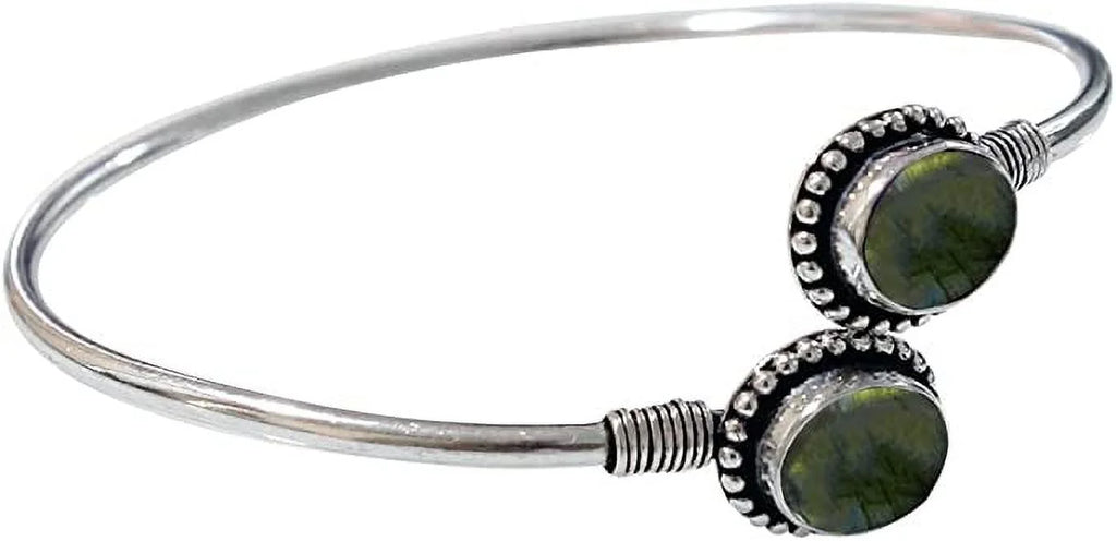 Handmade Cuff For Women, Bohemian Tribal Design Silver Plated Natural labradorite Gemstone Modern Designer Fashion , Party Boho Jewellery