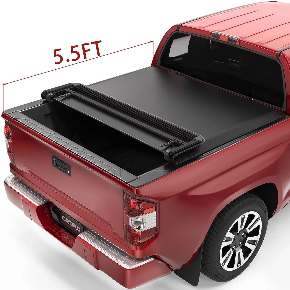 Ledkingdomus 5.5ft Soft 4 Fold Truck Bed Tonneau Wrap for 14-21 Toyota Tundra w/ Deck Rail System