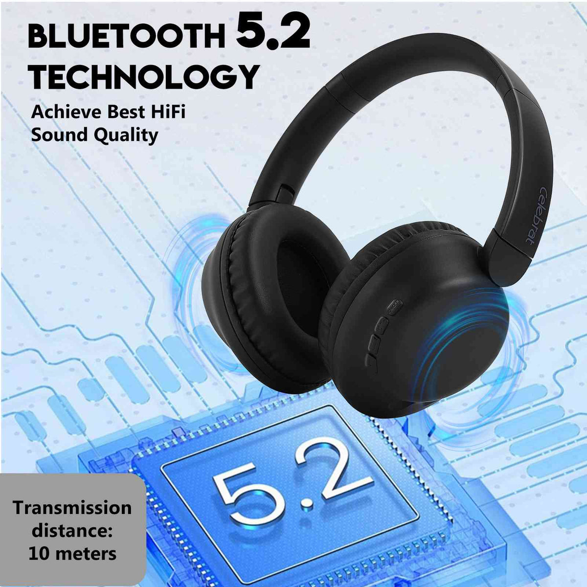 UrbanX Perfect Comfort 955 II Overhead Wireless Bluetooth Headphones For Asus Zenfone 5z ZS620KL Noise-Cancelling, with – Black
