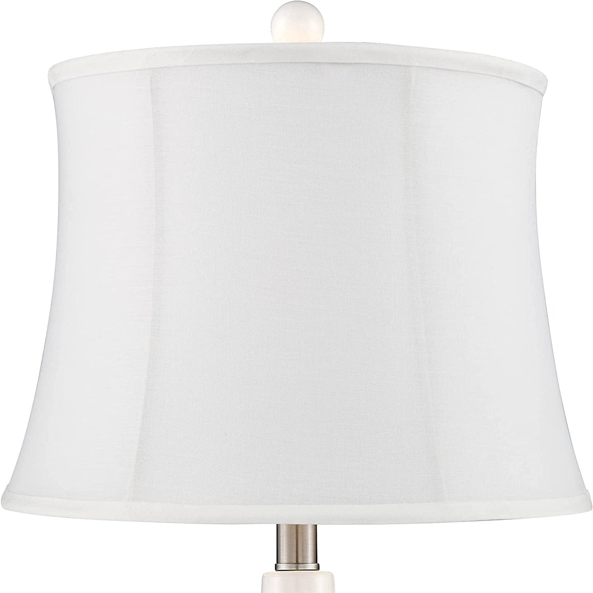 TJUNBOLIFE Lighting Jane Modern Table Lamps 25" Tall White Ceramic Double Gourd Softback Fabric Tapered Drum Shade for Bedroom Living Room House Home Bedside Nightstand Office Entryw