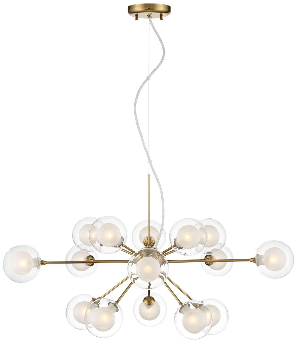 Possini Euro Design Spheres Antique Brass Chandelier 30" Wide Mid Century Modern Sputnik Glass Shade 15-Light Fixture for Dining Room Kitchen Island