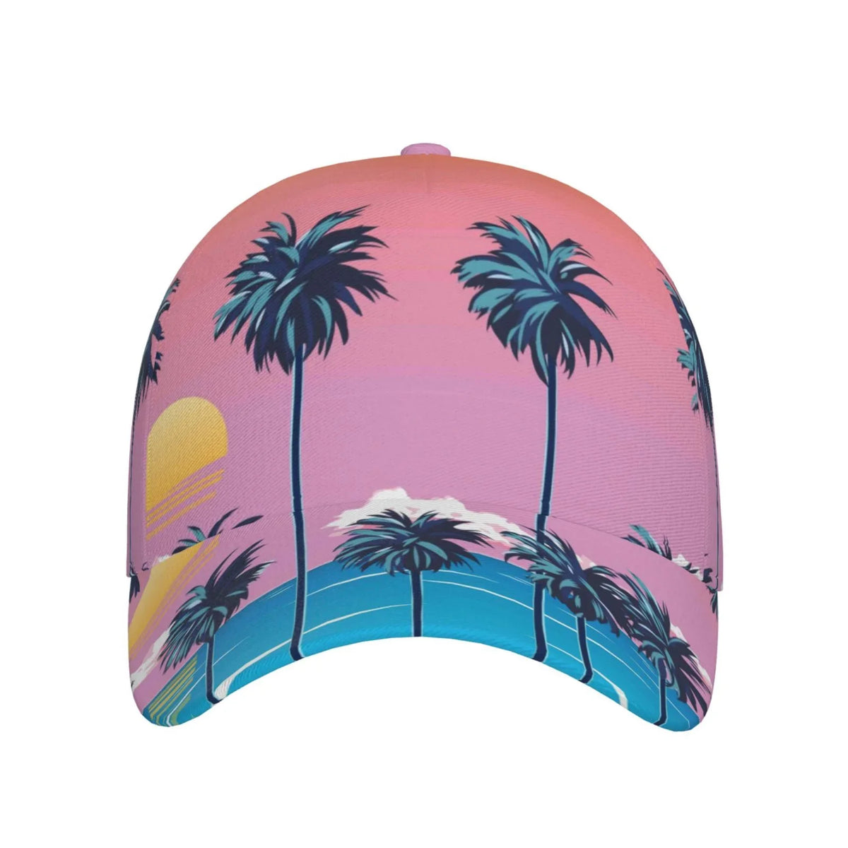 Coaee Beach With Palm Trees Adjustable Fashionable Curved Brim Baseball Cap Outdoor Hat, Uv Protection And Non-Stuffy Baseball Cap
