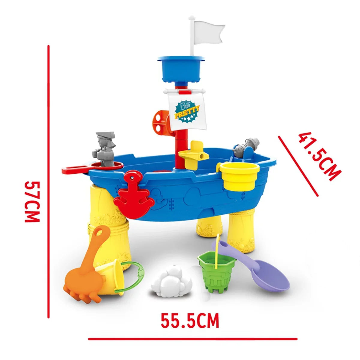 Beach Toy Pirate Ship Sandboxes 21 Pcs Sand Water Table for Boys Girls Toddlers + 3 Y Mundo Toys