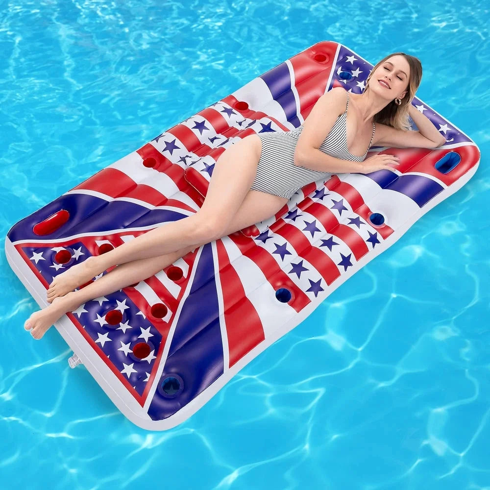 n Flag Floating Beer Pong Float with Built-In Cooler