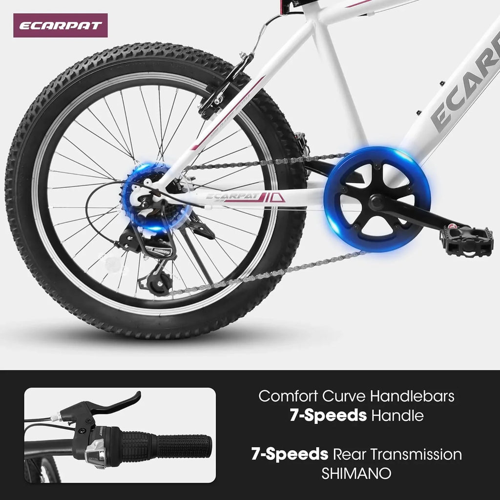 Ecarpat Kids’ Bike 20 Inch Wheel, 20 Inch Mountain Bike 7-Speed, Boys Girls Child Kids’ Bicycles