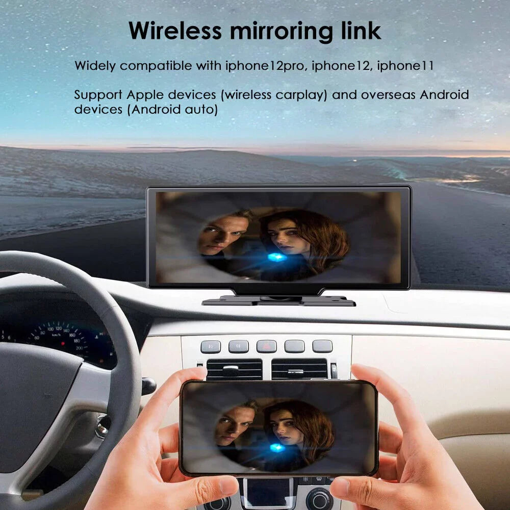 Paddsun 2K Wireless 10.26'' Touch Screen Dual Channel Wifi Car DVR Dash Camera Android Auto ".