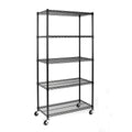 Fithood 5-Tier NSF-Certified Steel Wire Shelving with Wheels Black