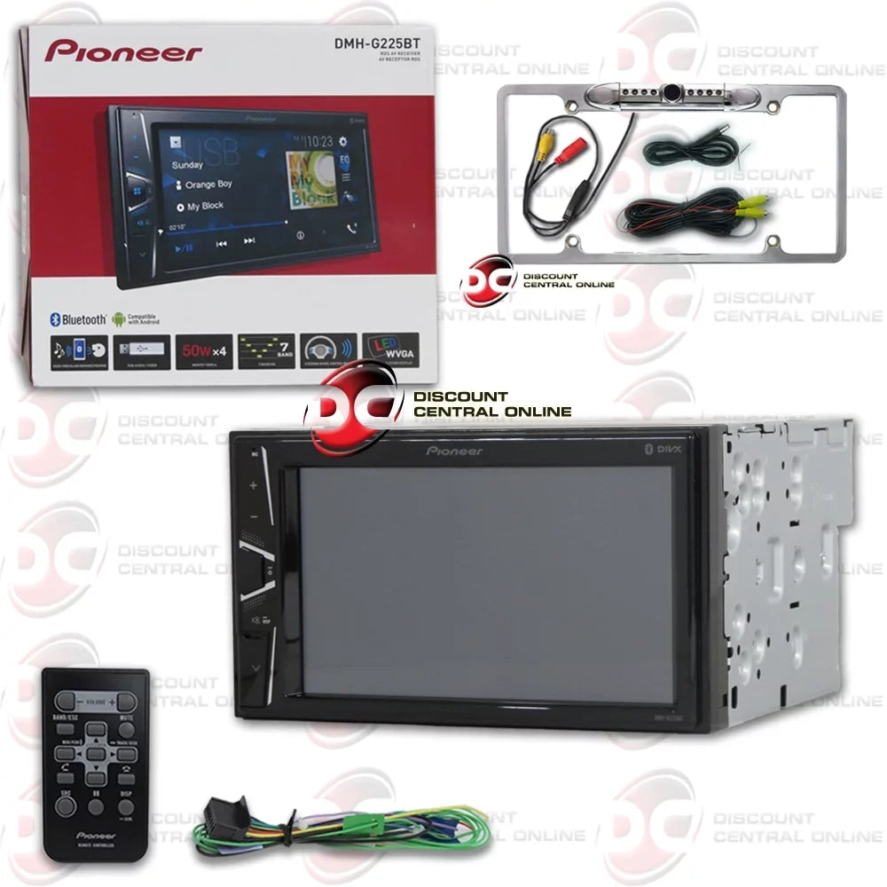 Pioneer 2-DIN 6.2" Touchscreen Digital Media Car stereo USB Bluetooth + Remote with DiscountCentralOnline FL09CH Full License plate Night vision Waterproof back-up camera