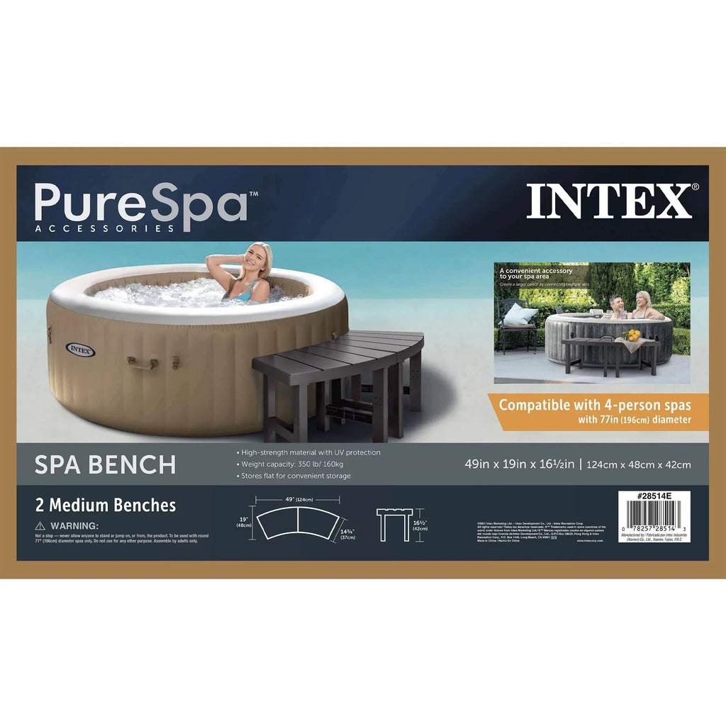 Intex 2 Medium PureSpa Accessories Benches, Compatible w/ 4 Person Spas