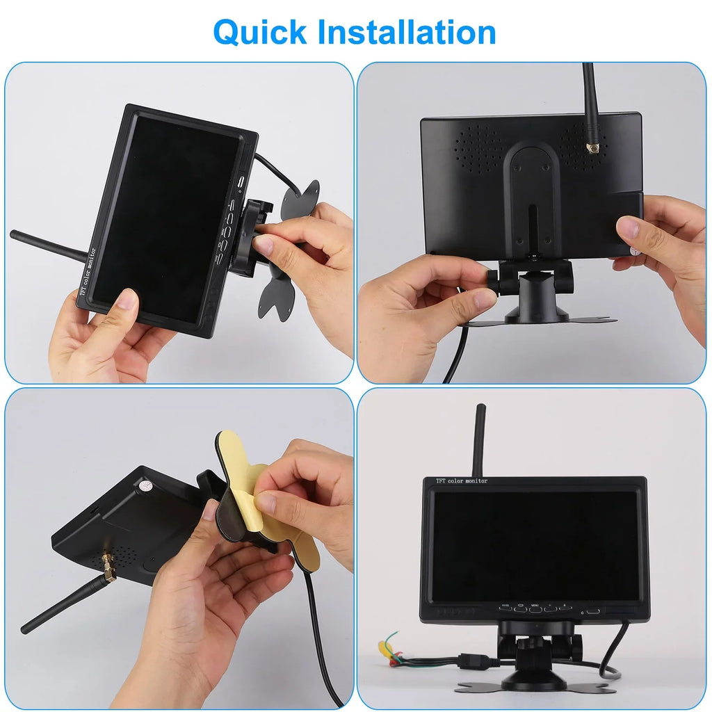 Wireless Backup Camera, Monitor Reverse Camera, Car Rearview Parking Reverse System, IP67 Waterproof Car Parking Reverse System with 7In Screen Night Vision 2.4G Stable Signal for Car Trunk Van SUV